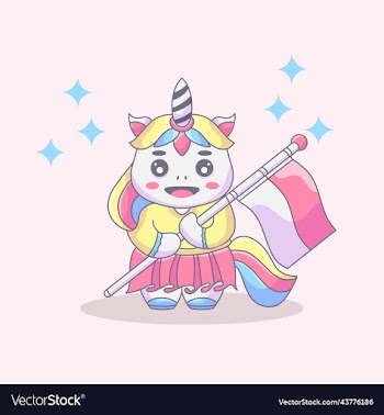 cute unicorn with indonesian flag