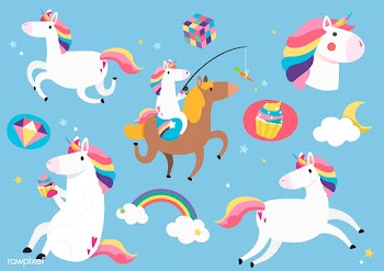 Cute unicorns with magic element stickers vec.. | Free stock vector - 515495