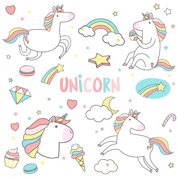 Cute unicorns with magic element stickers vec.. | Free stock vector - 515504