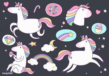 Cute unicorns with magic element stickers vec.. | Free stock vector - 515509