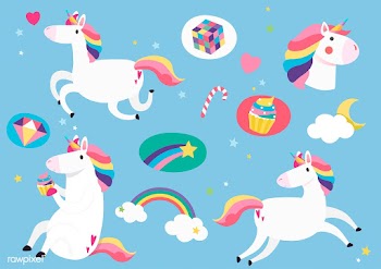 Cute unicorns with magic element stickers vec.. | Free stock vector - 515519