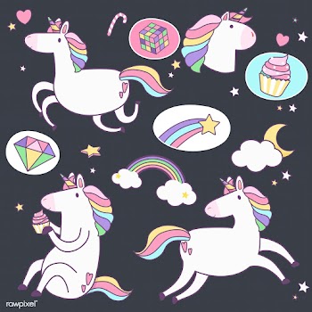 Cute unicorns with magic element stickers vec.. | Free stock vector - 515521