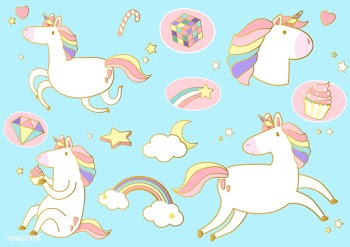 Cute unicorns with magic element stickers vec.. | Free stock vector - 515535