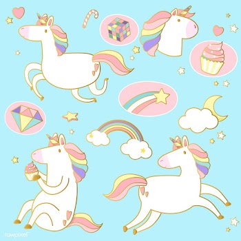 Cute unicorns with magic element stickers vec.. | Free stock vector - 515564
