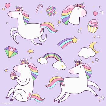 Cute unicorns with magic element stickers vec.. | Free stock vector - 515567