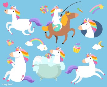 Cute unicorns with magic element stickers vec.. | Free stock vector - 515575