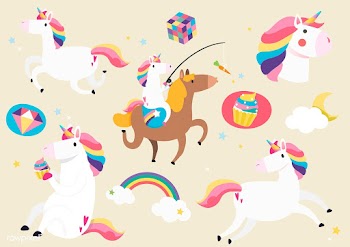 Cute unicorns with magic element stickers vec.. | Free stock vector - 515579