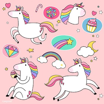 Cute unicorns with magic element stickers vec.. | Free stock vector - 515596