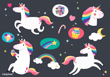 Cute unicorns with magic element stickers vec.. | Free stock vector - 515615