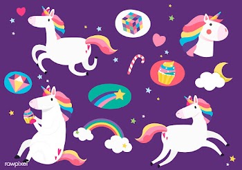 Cute unicorns with magic element stickers vec.. | Free stock vector - 515616