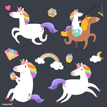 Cute unicorns with magical elements vector | Free stock vector - 515533