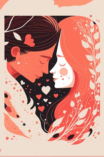 Cute vector art posters of couple snuggling