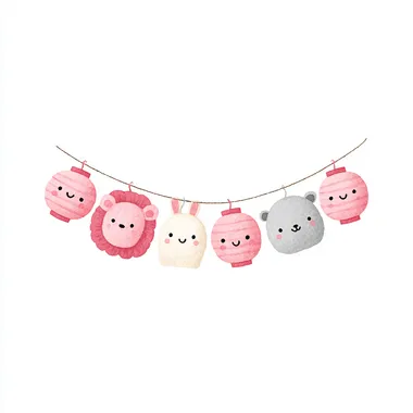 Cute Watercolor Animal Lantern Garland Cute Watercolor Animal Lantern Garland