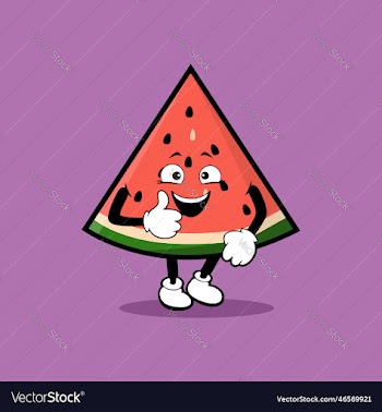 cute watermelon slice fruit character with thumbs