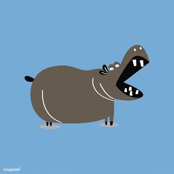 Cute wild hippo cartoon illustration | Free stock vector - 477010