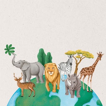 Cute wildlife background, animal illustration | Free Photo Illustration - rawpixel