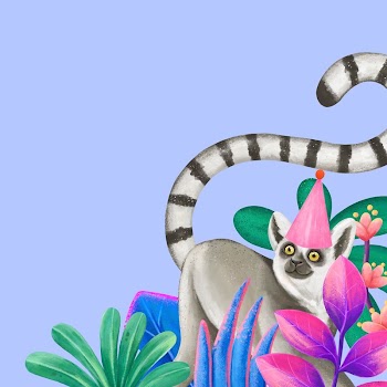 Cute wildlife blue background, lemur | Free Photo Illustration - rawpixel