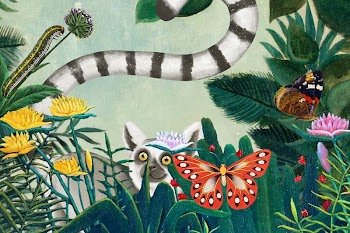 Cute wildlife green background, lemur | Free Photo Illustration - rawpixel