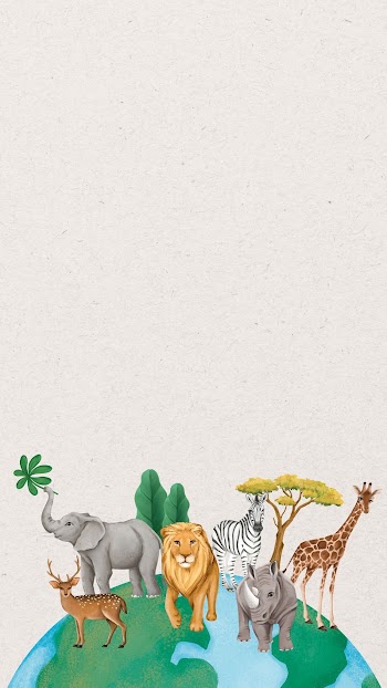 Cute wildlife mobile wallpaper, off white | Free Photo Illustration - rawpixel
