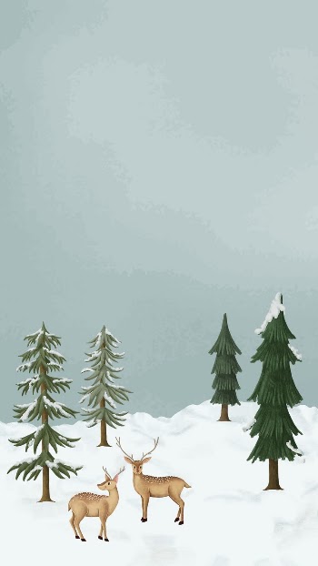 Cute Winter reindeers mobile wallpaper, | Free Photo Illustration - rawpixel
