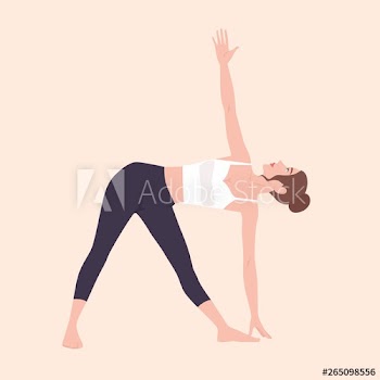 Cute woman in Trikonasana or Triangle Pose