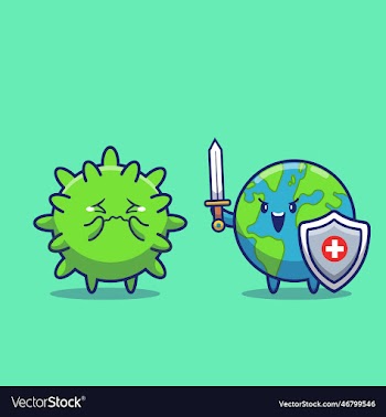 cute world fighting corona virus cartoon