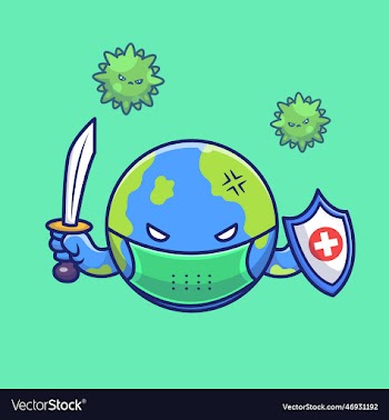 cute world fighting corona virus cartoon