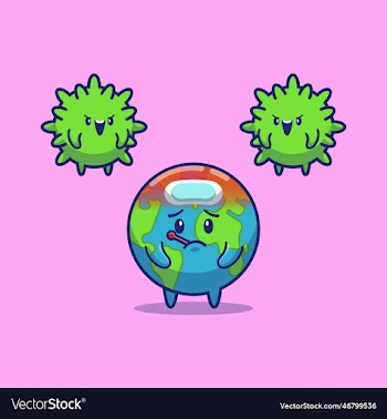 cute world sick fever of virus cartoon