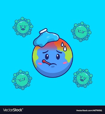cute world sick fever of virus cartoon