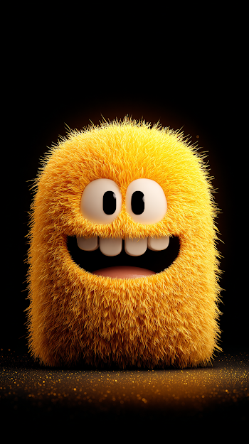 Cute Yellow Hairy Monster Character