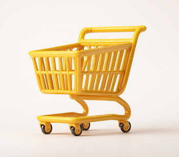 Cute Yellow Shopping Cart Icon