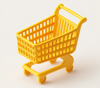 Cute Yellow Shopping Cart Icon