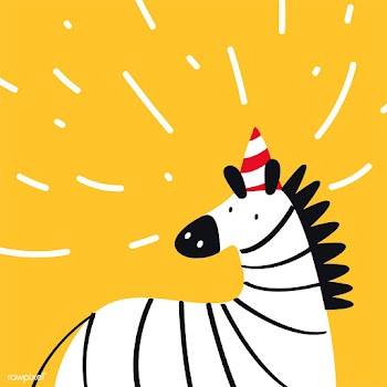 Cute zebra wearing a party hat in a cartoon s.. | Free stock vector - 476995