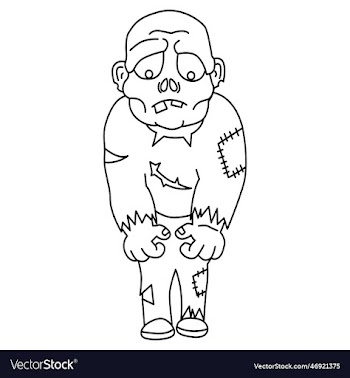 cute zombie set cartoon coloring page for