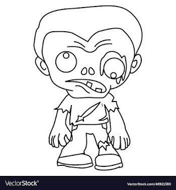 cute zombie set cartoon coloring page for