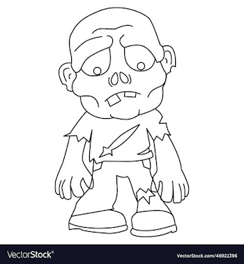 cute zombie set cartoon coloring page for