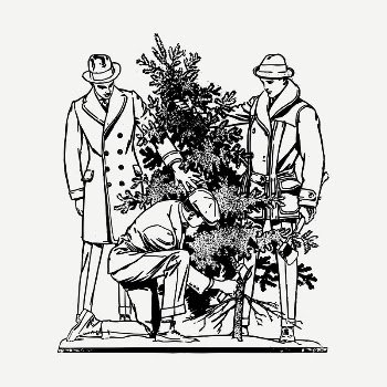 Cutting Christmas tree drawing, vintage | Free PSD - rawpixel