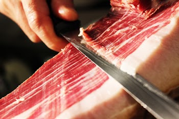 Cutting Spanish ham 