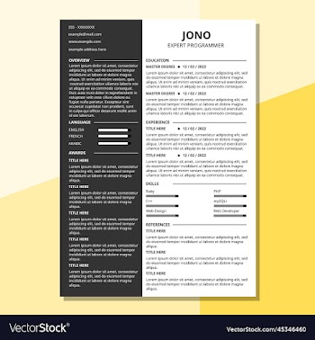 cv resume template 2 side minimalist clean