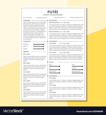 cv resume template 2 side minimalist clean