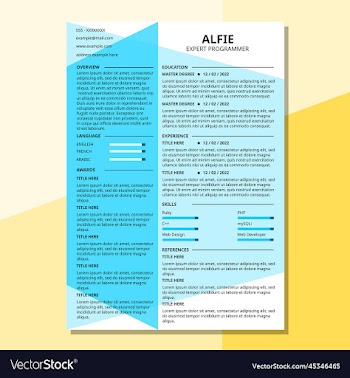 cv resume template 2 side minimalist clean cyan
