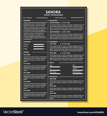 cv resume template 2 side minimalist dark