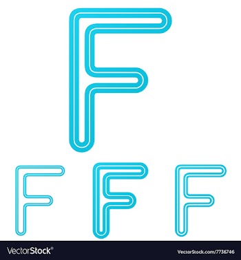 Cyan line f logo design set vector image