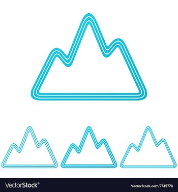 Cyan line mountain logo design set vector image