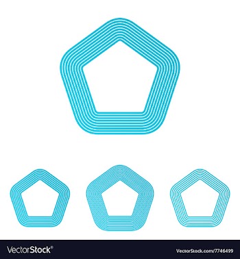 Cyan line pentagon logo design set vector image