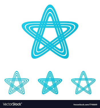 Cyan line pentagram logo design set vector image