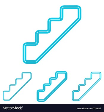 Cyan line stair logo design set vector image