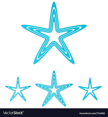 Cyan line star logo design set vector image