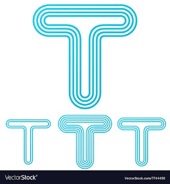 Cyan line t logo design set vector image