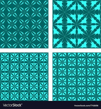Cyan seamless pattern background set vector image